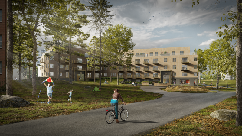 Kv2_KirshDerekaArkitekter vy från angöringsgata_20221222 Ormkärr 169